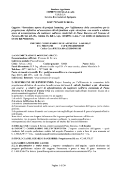 Pagina 1 di 20 Oggetto: &ldquo;Procedura aperta di project financing per l