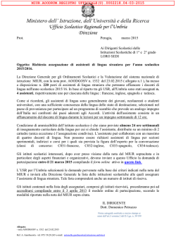 Nota USR  - Ufficio Scolastico Regionale per l`Umbria