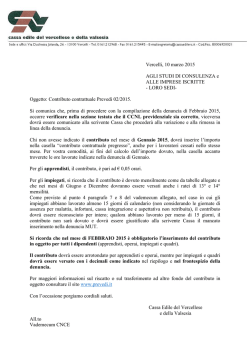 Denunce 02/2015 - Cassa Edile del Vercellese e della Valsesia