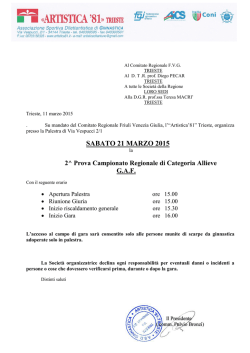 Programma 2^ prova Campionato di Categoria Allieve