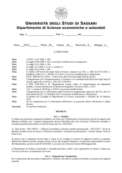 Bando - Universit&agrave; degli Studi di Sassari