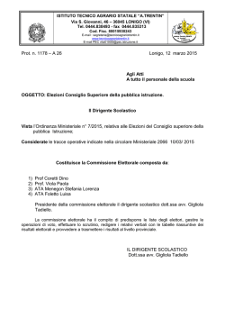 Prot. n. 1178 &ndash; A 26 Lonigo, 12 marzo 2015 Agli Atti A tutto il