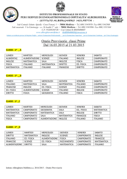 orario_ prime - Ipssar Alberghiero Molfetta
