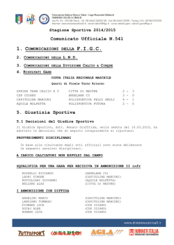 Comunicato Ufficiale N.541 5. Giustizia Sportiva