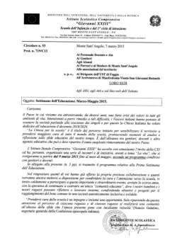 Settimana dell`educazione. Marzo - Maggio 2015