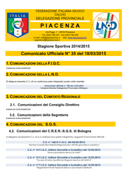 Comunicato Ufficiale N&deg; 35 del 18/03/2015 - F.I.G.C