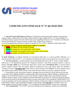 Comunicato Ufficiale N. 27/2014-2015