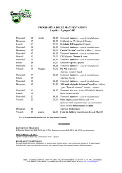 PROGRAMMA DELLE MANIFESTAZIONI 4 febbraio &ndash; 31 Marzo 2015