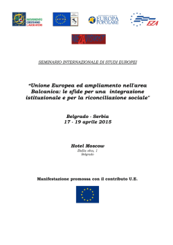 Unione Europea ed ampliamento nell`area Balcanica`