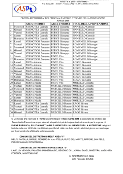 Salute Umana - ambito territoriale di Venosa - Aprile 2015