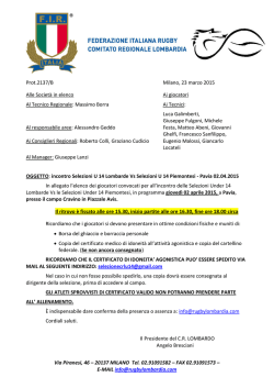 convocazione U14 02-04-2015 Pavia