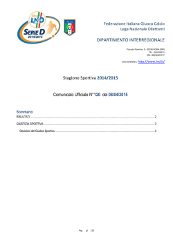 Comunicato Ufficiale n&deg;120 del 08/04/2015