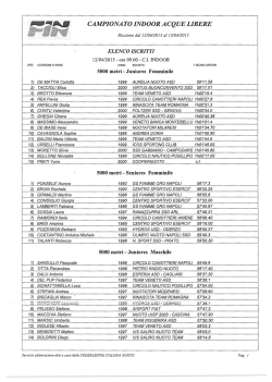 Elenco iscritti Campionato italiano Indoor di Fondo UnipolSai