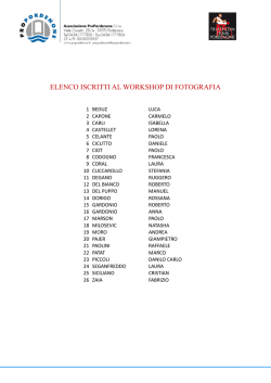 ELENCO ISCRITTI AL WORKSHOP DI FOTOGRAFIA
