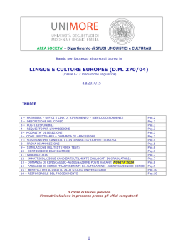 LINGUE E CULTURE EUROPEE (D.M. 270/04)