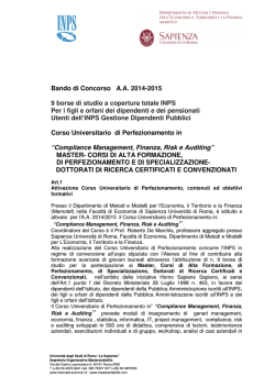 Bando di Concorso AA 2014-2015 9 borse di studio a