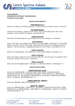 Comunicato n. 9 commissione pallacanestro