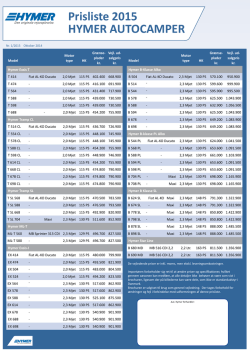 Prisliste 2015 HYMER AUTOCAMPER
