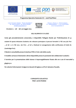 Circolare n. 228 del 30 maggio 2014 AGLI ALUNNI DI I E II LICEO