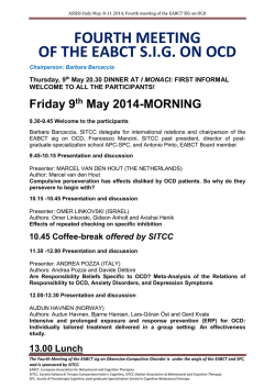 fourth meeting of the eabct sig on ocd