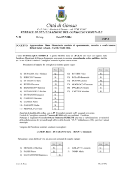 Approvazione Piano Finanziario servizio di spazzamento, raccolta e