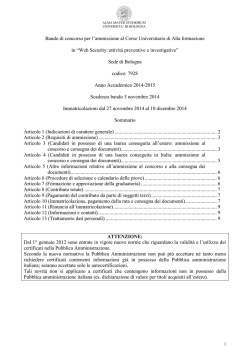 Bando - Universit&agrave; degli Studi di Bologna