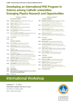 Il programma - Universit&agrave; Cattolica del Sacro Cuore