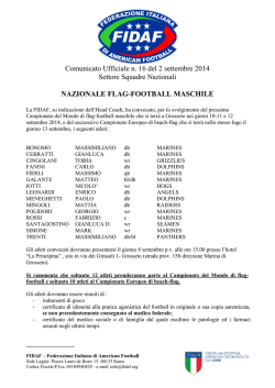 Comunicato Ufficiale n. 16 del 2 settembre 2014 Settore Squadre