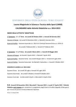 Calendario Attivit&agrave; Didattiche L. M. in Scienza e Tecnica dello Sport