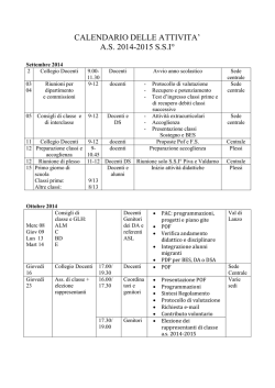 Calendario attivita docenti Scuola Secondaria 2014-15
