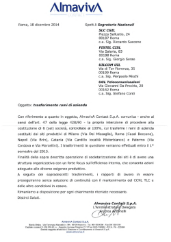 Lettera Almaviva Contact - SLC-CGIL