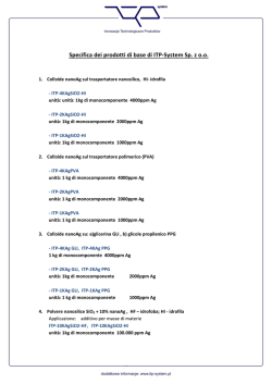 Specifica dei prodotti di base di ITP