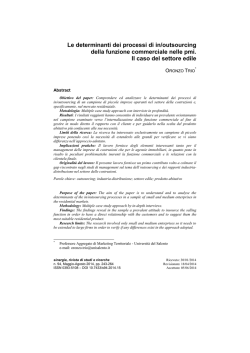 Le determinanti dei processi di in/outsourcing