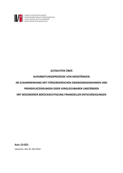 Gutachten &uuml;ber Aufarbeitungsprozesse von Missst&auml;nden im