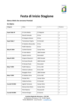 Elenco Atleti Premiati