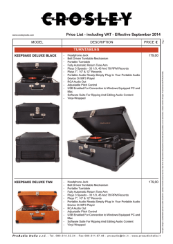 Price List - including VAT - Effective September