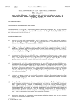REGOLAMENTO DELEGATO (UE) N. 568/2014 DELLA