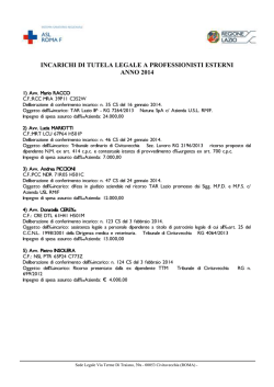 Incarichi di tutela legale a professionisti esterni 2014
