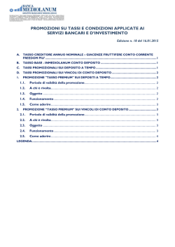promozioni su tassi e condizioni applicate ai servizi bancari e d
