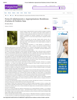 Forza di Adattamento e Appropriazione Residenza d