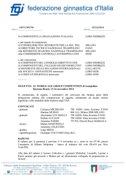 10971/SN/TM 29/10/2014 Ai COMPONENTI LA DELEGAZIONE