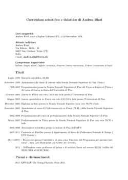 Curriculum scientifico e didattico di Andrea Rizzi Titoli Premi