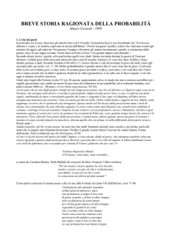 BREVE STORIA RAGIONATA DELLA PROBABILIT&Agrave;