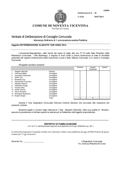 COMUNE DI NOVENTA VICENTINA Verbale di Deliberazione di