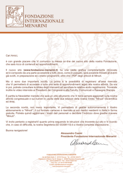 Cari Amici, &egrave; con grande piacere che Vi comunico la messa on-line