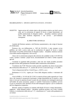 OGGETTO: Approvazione del verbale relativo alla procedura