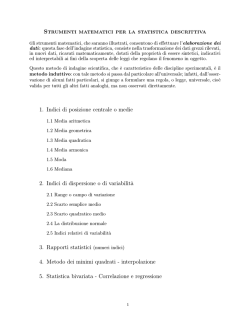 Strumenti matematici per la statistica descrittiva 1. Indici di posizione