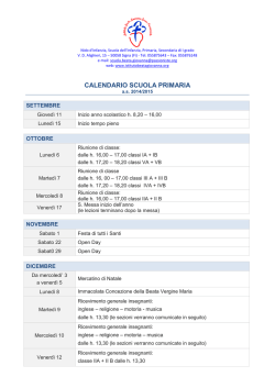 CALENDARIO SCUOLA PRIMARIA
