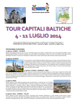 TOUR DELLE CAPITALI BALTICHE da venerd&igrave; 4 luglio a venerd&igrave; 11