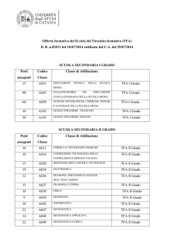 Offerta formativa del II ciclo del Tirocinio formativo (TFA)